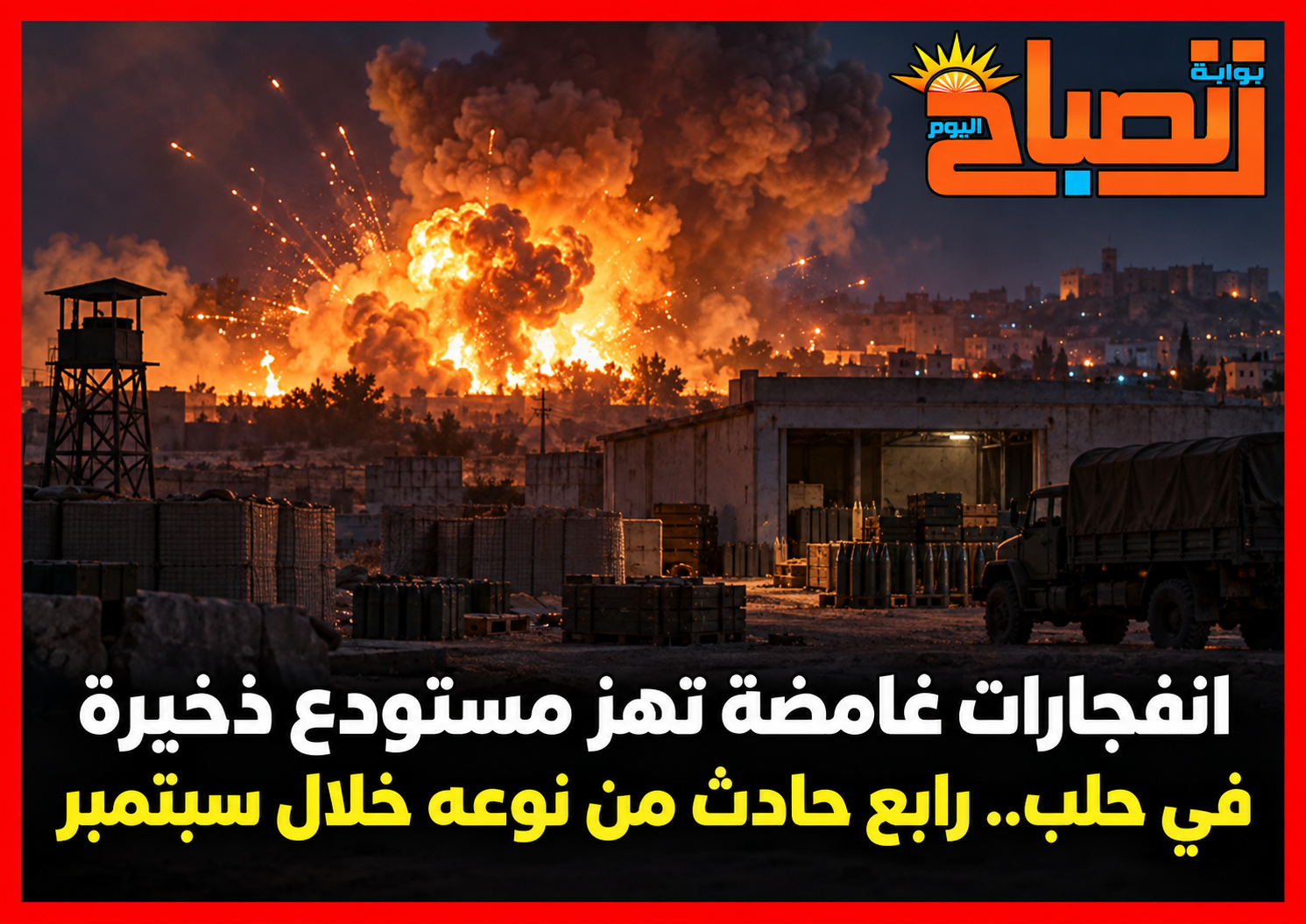 انفجارات غامضة تهز مستودع ذخيرة في حلب.. رابع حادث من نوعه خلال سبتمبر
